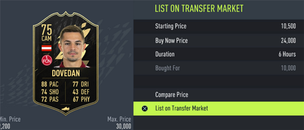 List Player on Transfer Market